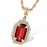 14K Yellow Gold Garnet Halo Pendant