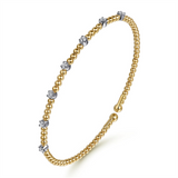 14K Yellow And White Gold Diamond Bujukan Beaded Cuff