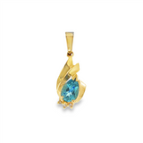 JT ESTATE 14K Yellow Gold Blue Topaz Pear Pendant