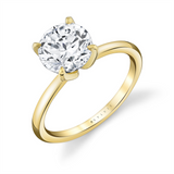 14K Yellow Gold 'Chrys' Solitaire Round Natural Diamonds Engagement Ring