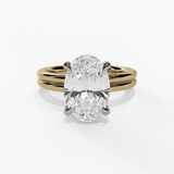 14K Yellow And White Gold Hidden Halo Oval Diamond Engagement Ring