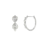 10K White Gold 18Mm Oval Infinity Natural Diamond Hoops