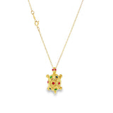 JT ESTATE 14K Yellow Gold Colored Epoxy Turtle Pendant