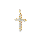 14K Yellow Gold Natural Diamonds Cross Pendant