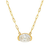 14K Yellow Gold East-West Oval Lab Grown Diamond Solitaire Necklace