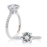 14K White Gold Split Shank Round Diamond Engagement Ring