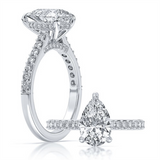 14K White Gold 2.02Ct Pear Lab Grown Diamonds Hidden Halo Engagement Ring