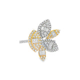18K White And Yellow Gold Cluster Natural Diamonds Ring