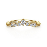 14K Yellow Gold Curved Natural Diamonds Band