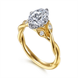 14K Two-Tone 'Daija' Twist Oval Natural Diamonds Engagement Ring