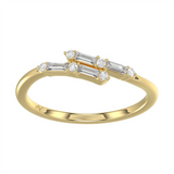 10K Yellow And White Gold Bypass Natural Diamond Ring