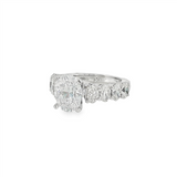 18K White Gold Classic Oval Natural Diamond Engagement Ring