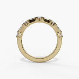 14K Yellow Gold Baguette And Round Natural Diamond Band