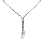 JT ESTATE 14K White Gold Pearl Bolo Necklace