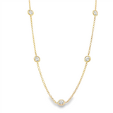 18K Yellow Gold Natural Diamonds Station Necklace