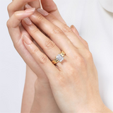 14K Yellow Gold 'Robin' Wide Band Emerald Cut Natural Diamonds Engagement Ring
