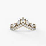14K Yellow Gold Curved Natural Diamonds Band
