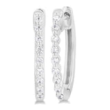 Sterling Silver 17Mm Round Huggie Natural Diamonds Hoop Earrings