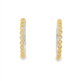 14K Yellow And White Gold 20mm Reversible Medium Hoop Diamond Earring