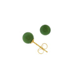 JT ESTATE 14K Yellow Gold Jade Ball Stud Earrings