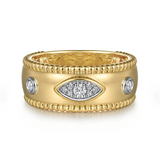 14K Yellow Gold Bujukan Wide Band Diamond Ring