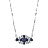 14K White Gold Sapphire And Diamond Contemporary Necklace