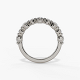 14K White Gold Modern Alternating Natural Diamonds Band
