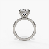 14K White Gold Hidden Halo Pear Natural Diamonds Engagement Ring