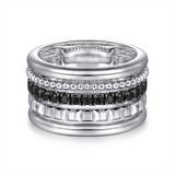 Sterling Silver Multi-Row Black Spinel Bujukan Band