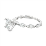 14K White Gold Modern Round Natural Diamonds Engagement Ring