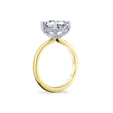 14K Yellow And White Gold 'Elin' Hidden Halo Cushion Natural Diamonds Engagement Ring