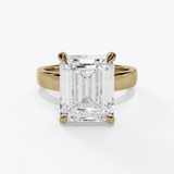 14K Yellow Gold Hidden Halo Emerald Cut Natural Diamonds Engagement Ring
