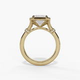 14K Yellow Gold Split Shank Bezel Set Emerald Cut Natural Diamonds Engagement Ring