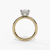 14K Yellow And White Gold Hidden Halo Oval Diamond Engagement Ring