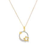 14K Yellow And White Gold Natural Diamonds Celeste Pendant Necklace