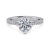 14K White Gold 'Ada' Classic Round Natural Diamonds Engagement Ring