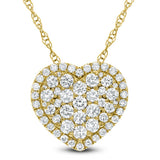 18K Yellow Gold Natural Diamonds Heart Halo Necklace
