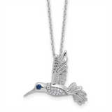 Sterling Silver Sapphire And Diamond Pavé Hummingbird Pendant