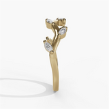 14K Yellow Gold Floral Natural Diamonds Band