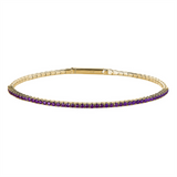 February Birthstone Gold Vermeil Simulated Amethyst Flex Bracelet