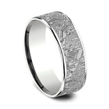 Gray Tantalum And 14K White Gold ‘The Gibeon’ Meteorite Patterned 7.5mm Wedding Band