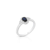 18K White Gold Oval Sapphire Halo Ring