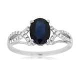 14K White Gold Oval Sapphire Classic Ring