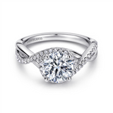 Platinum 'Courtney' Twist Round Diamond Engagement Ring