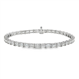 18K White Gold East West Emerald Cut Natural Diamonds Tennis Bracelet