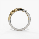 14K Yellow And White Gold Floral Natural Diamonds Band
