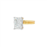 14K Yellow And White Gold Hidden Halo Radiant Diamond Engagement Ring