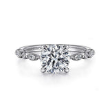 14K White Gold 'Lanna' Modern Round Natural Diamonds Engagement Ring