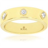 14K Yellow Gold Contemporary Natural Diamonds Ring