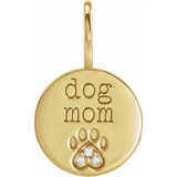 14K Yellow Gold 'dog mom' Puppy Paw Diamond Pendant